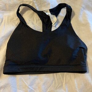 Fabletics Black Racerback Sports Bra with Moisture-Wicking Fabric